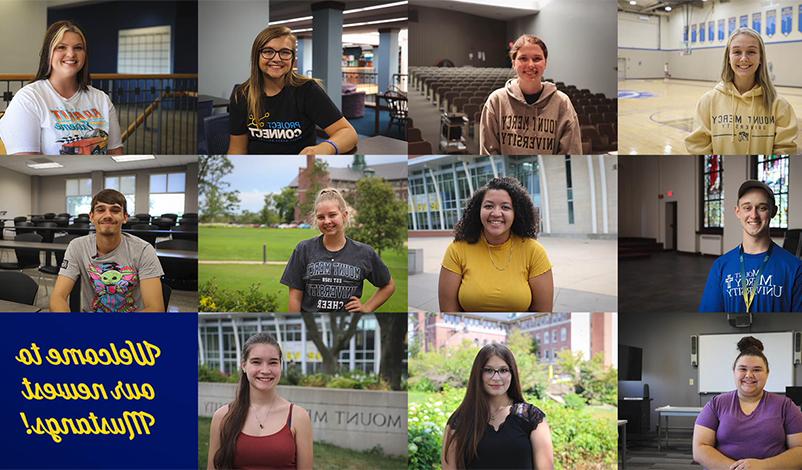 A collage of photos of all of the new students featured in this video with the text, "Welcome to our newest Mustangs!"